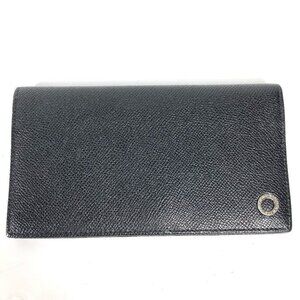 Auth BVLGARI Long wallet Bulgari Bulgari Two fold Long Wallet Leather Black
